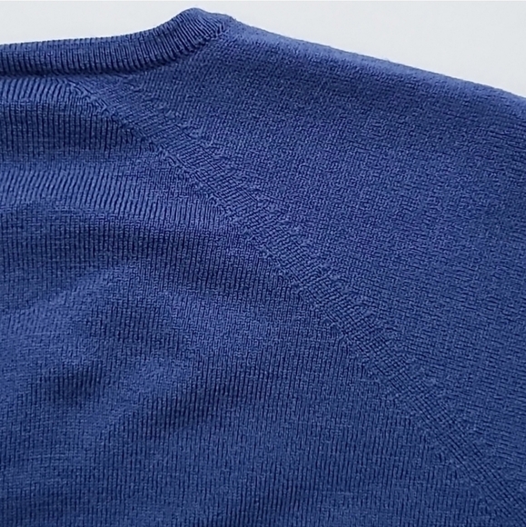 Glenbrae Men's Blue Merino Spirol V Neck Pullover Sweater  Made in UK Size Small - Picture 4 of 13